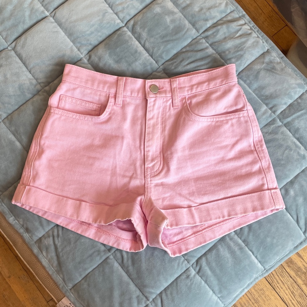 American Apparel Light Pink High Waisted Jean Shorts